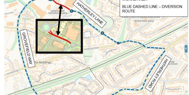 Hatherley Lane Roadworks Feb 2025